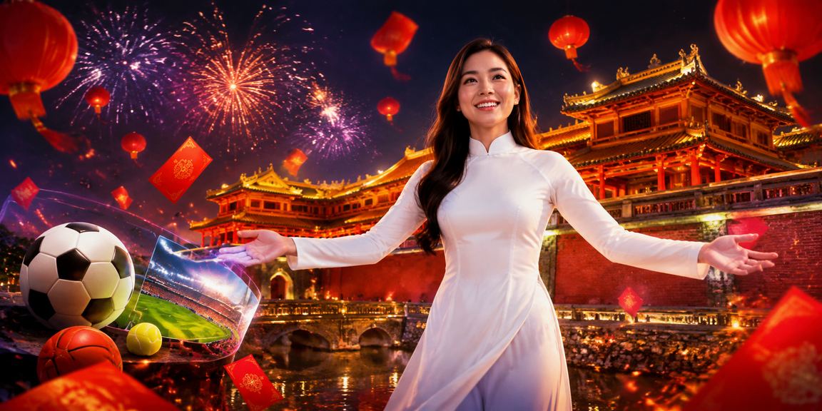 Người dùng Huế trong trang phục áo dài xem Sports Betting trên điện thoại