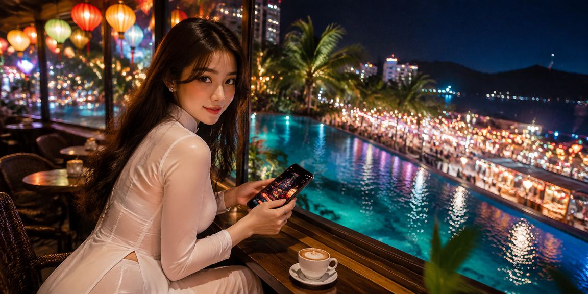 Phụ nữ Nha Trang mặc áo dài theo dõi kết quả cá cược thể thao trực tuyến